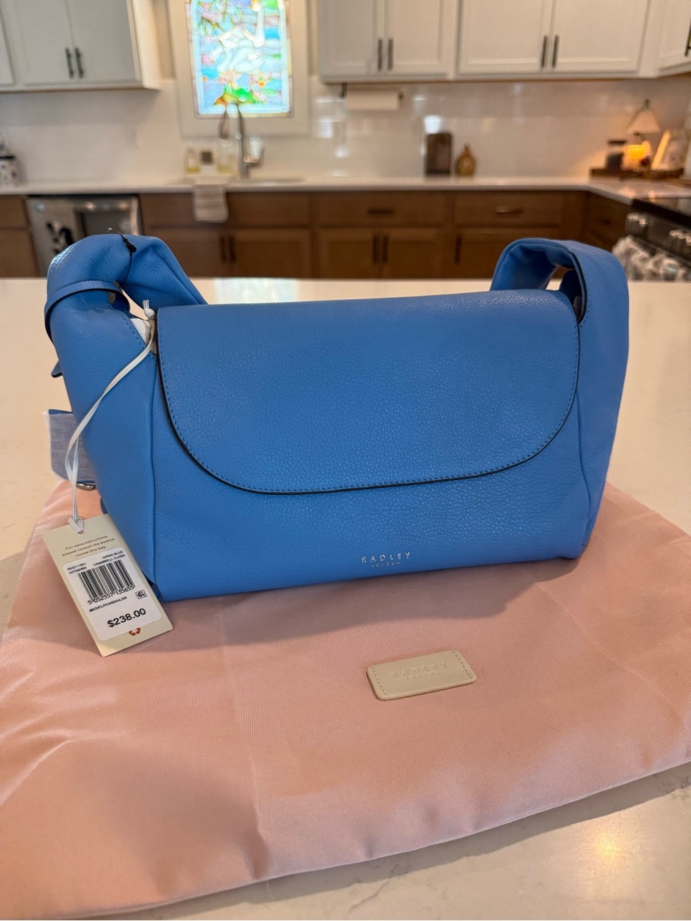 NWT Radley London Cranwell Close Blue Leather Shoulder Bag